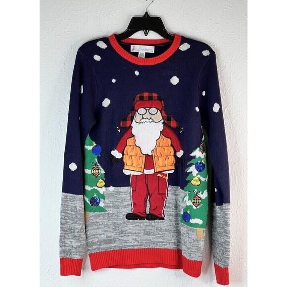 Jolly Sweaters 3D Santa Dressed for Winter Christmas Ugly Sweater Adult Small - Picture 7 of 7